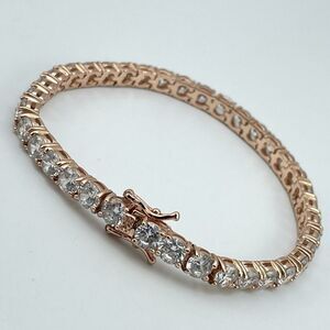 Stunning JCM Gold Plated Cubic Zirconia Tennis Bracelet Elegant Beautiful 7"